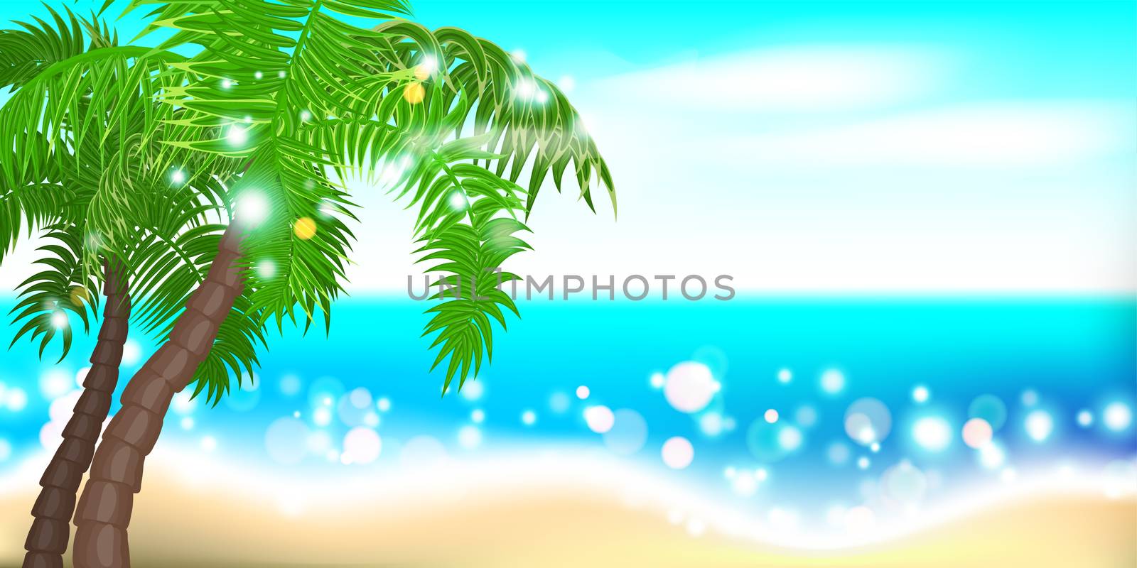 Summer time seashore palm landscape by Kapitosh