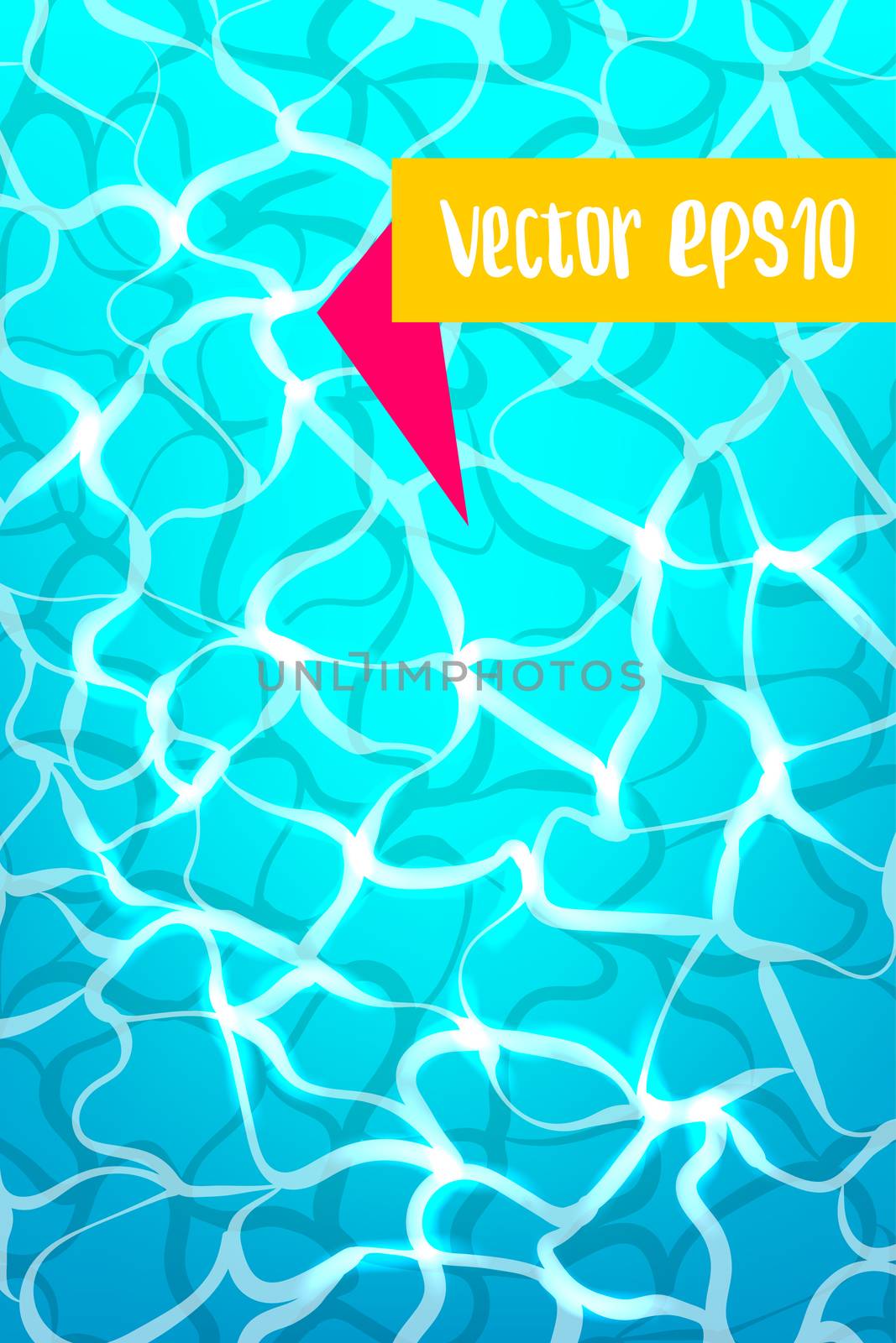 Vertical Hello summer pattern poster. Sea water pool waves vector background illustration. Travel tropical relax spa banner. Clear underwater template.