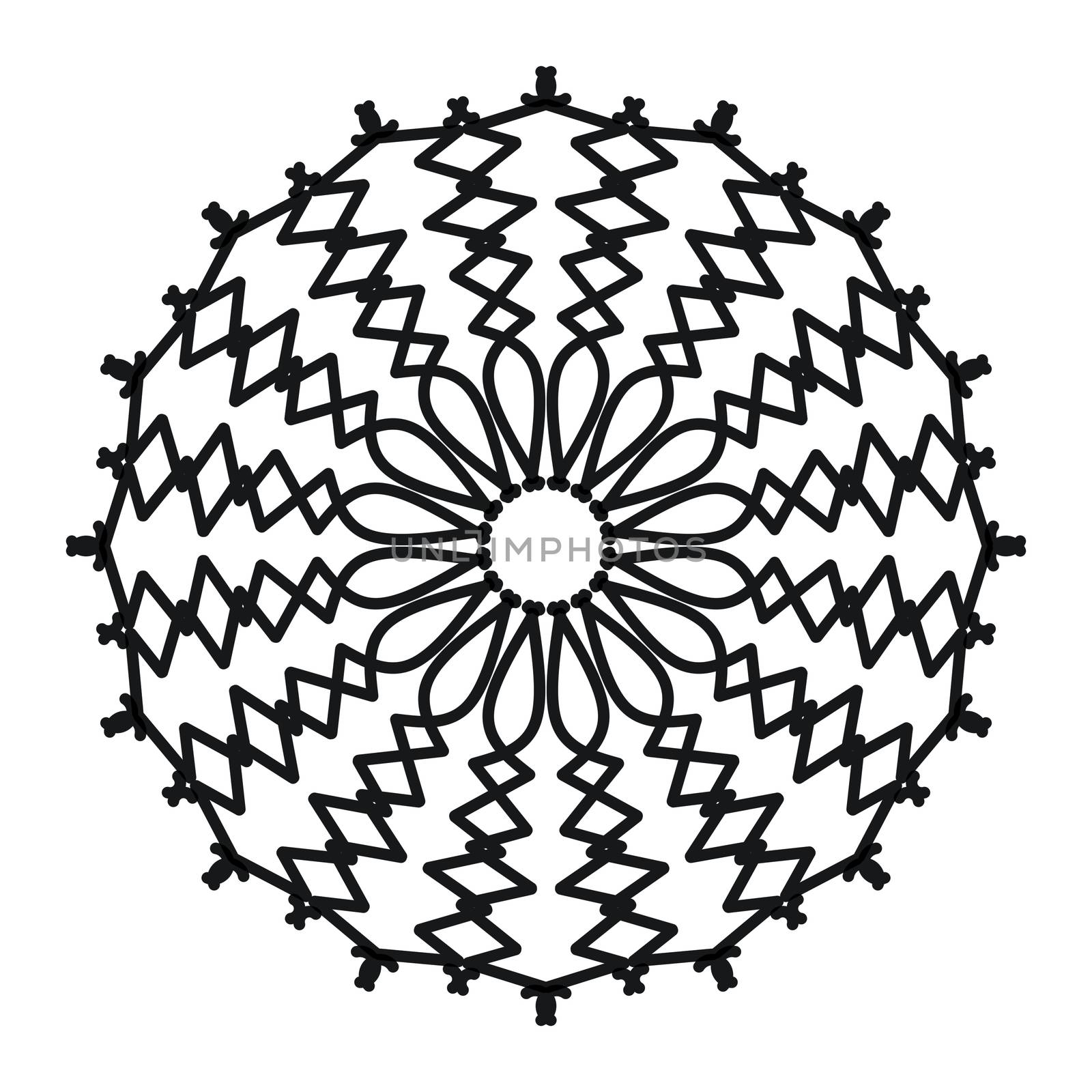 Abstract mandala on white background. Greeting Card, Invitation, Tattoo. Anti-Stress Therapy Pattern.