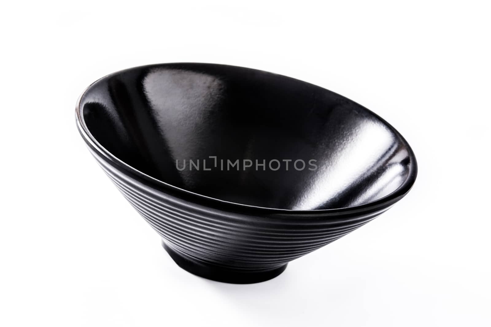 Empty black bowl kitchenware isolated on white background