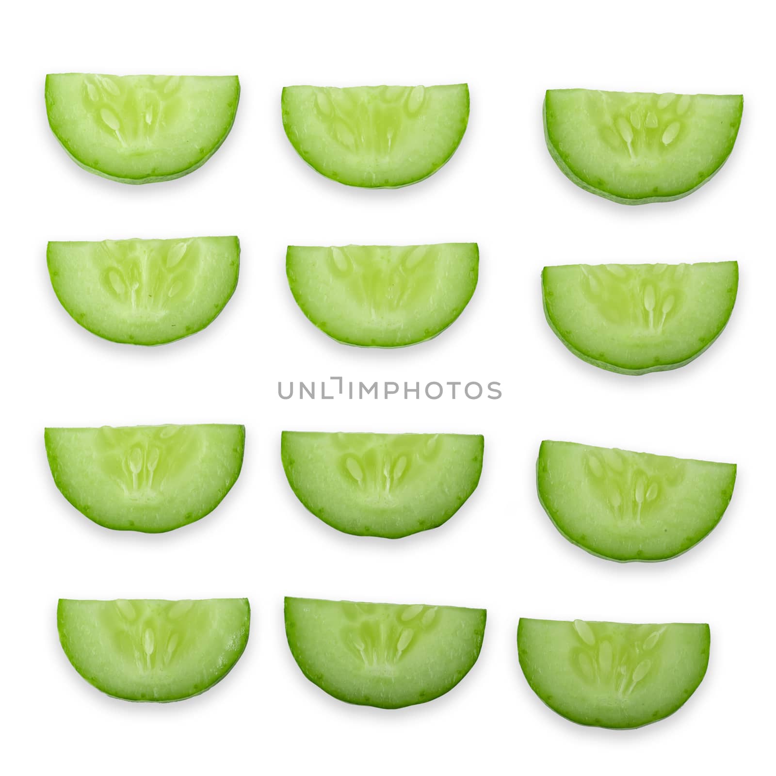 cucumber slice isolated over a white background by kaiskynet