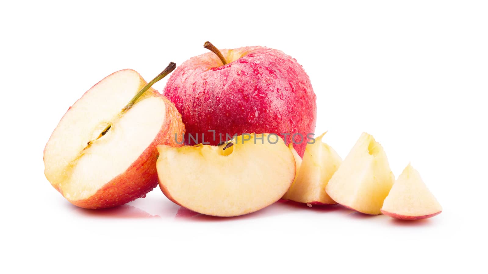 Red apples isolated on a white background.