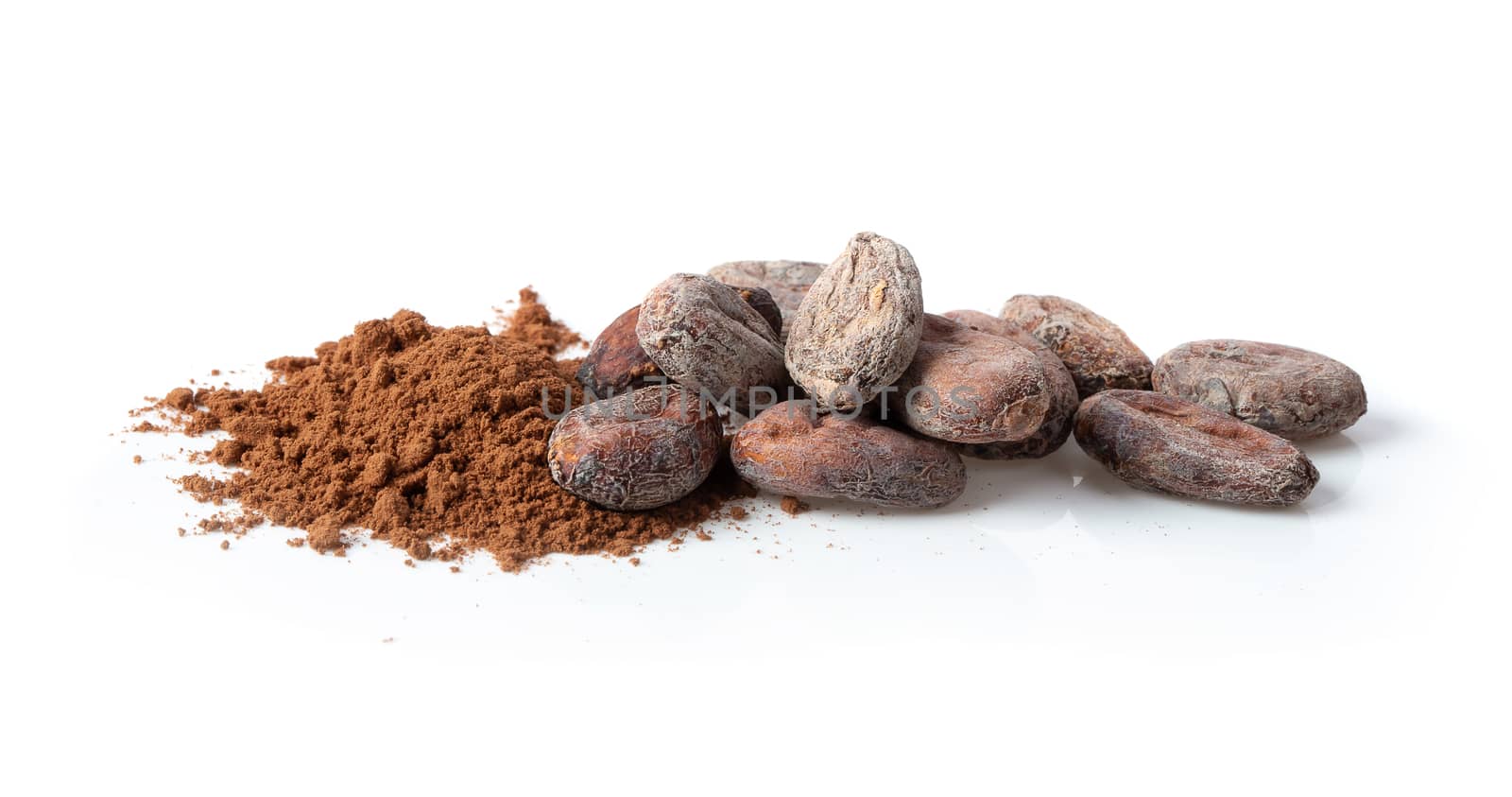 Pile cocoa powder isolated on white background by kaiskynet