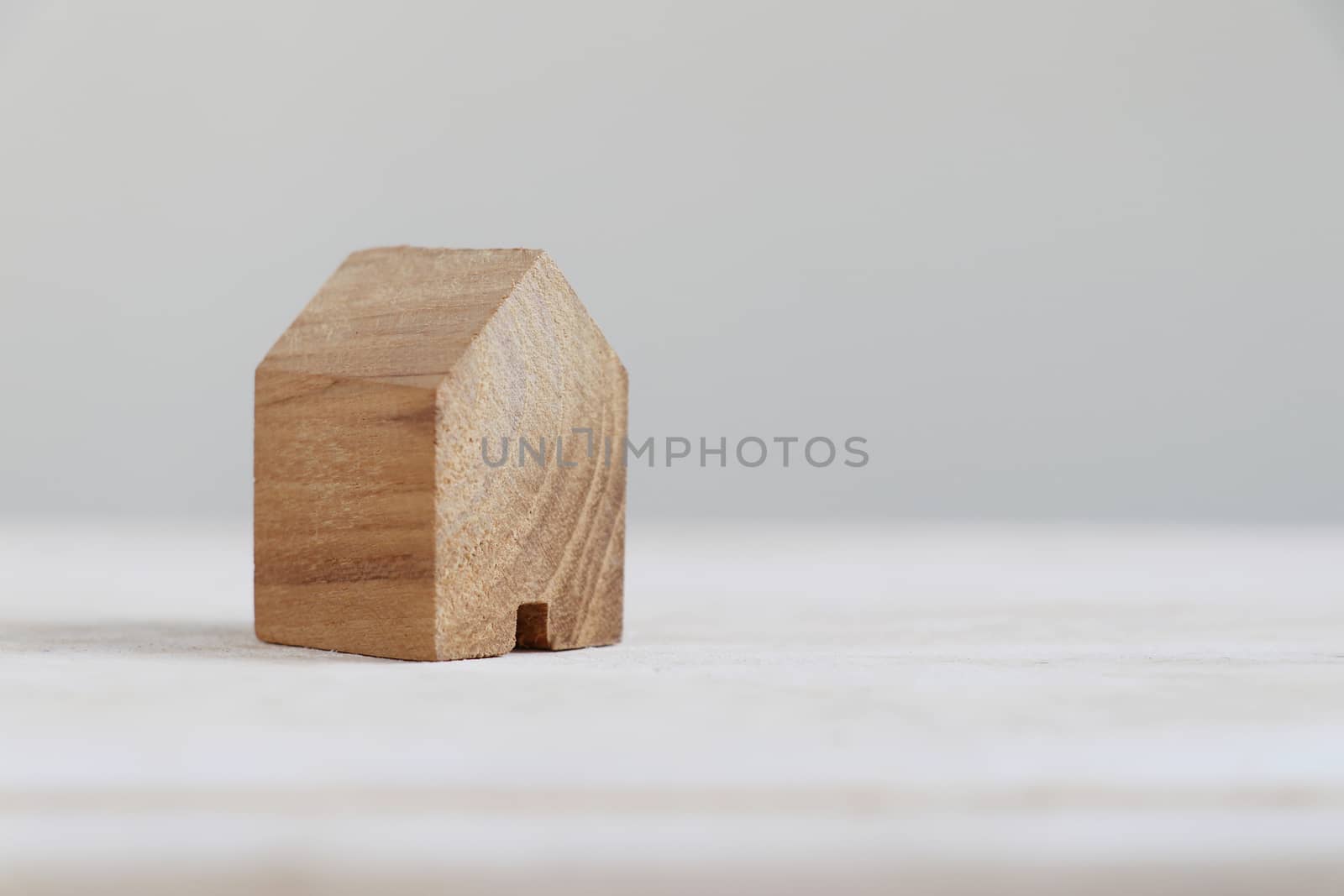 Wooden house on blurred background.