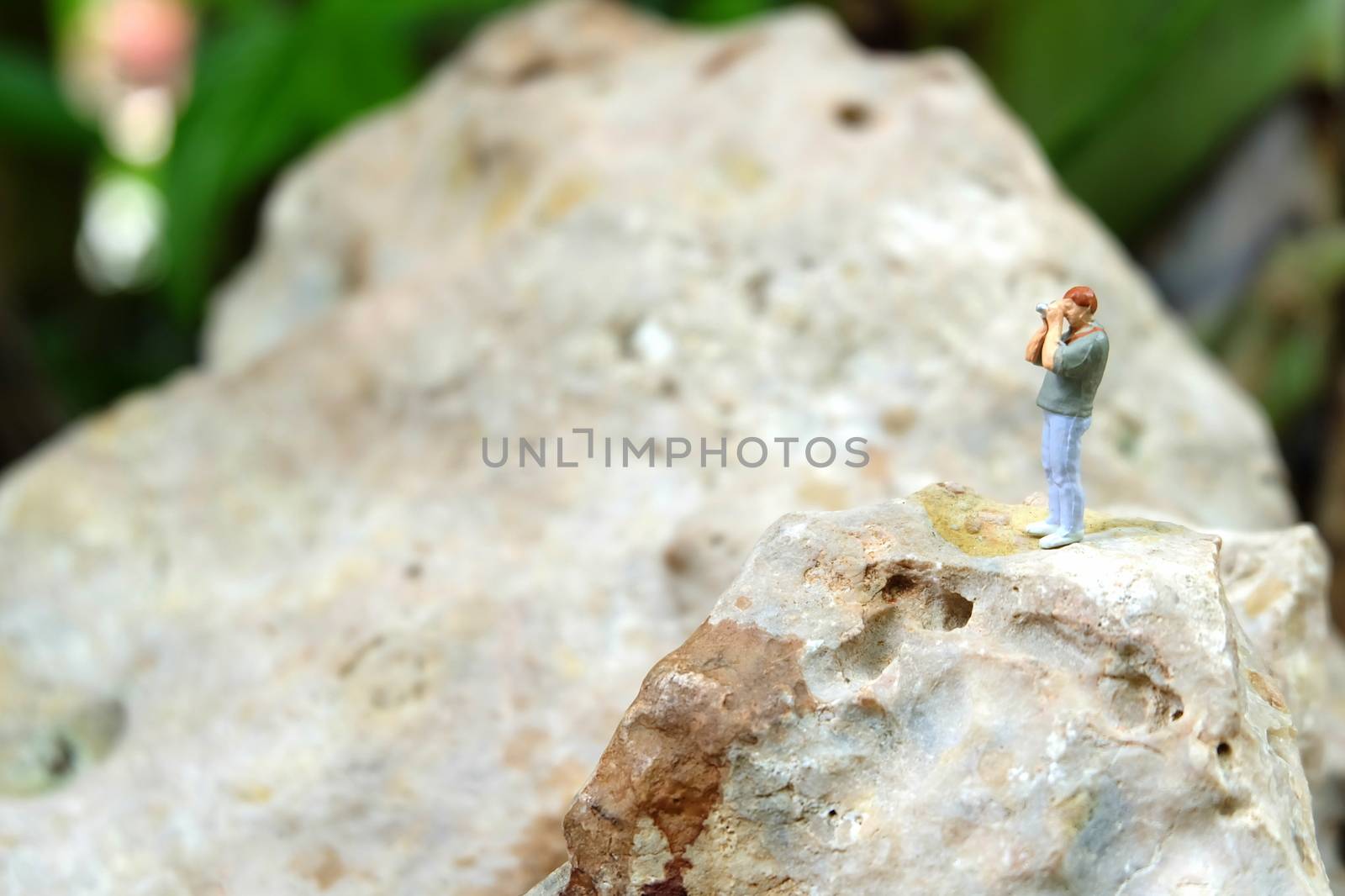 Miniature Photographer, Taking Photo on The Cliff.