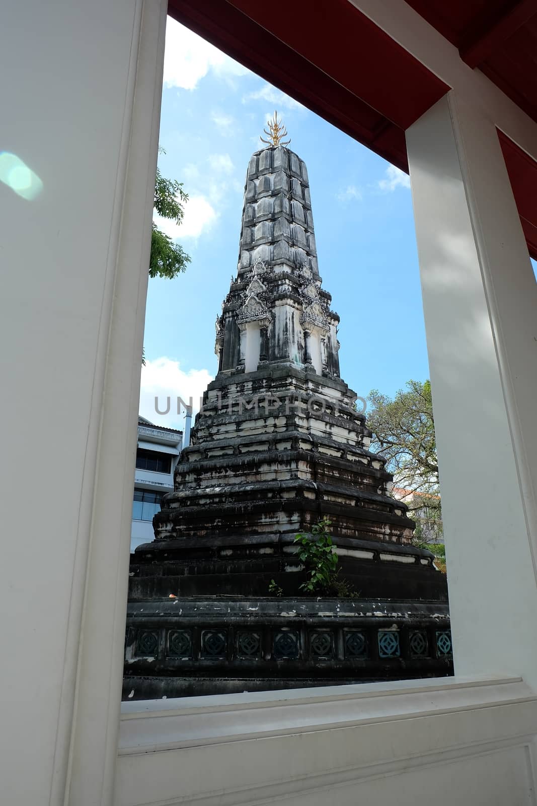 Ancient Stupa at Wat Nang Nong Temple, Bangkok Thailand.