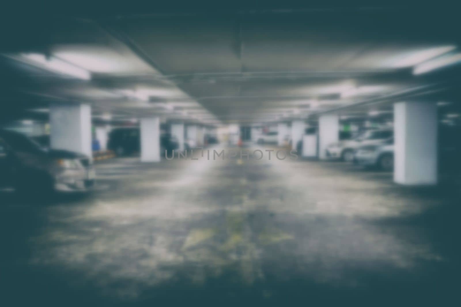 Blurred Image of Underground Car Parking.