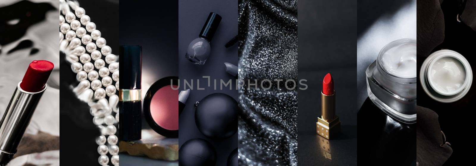Black beauty banner collage for luxury cosmetic, skincare and make-up brand, glamour background and holiday design by Anneleven