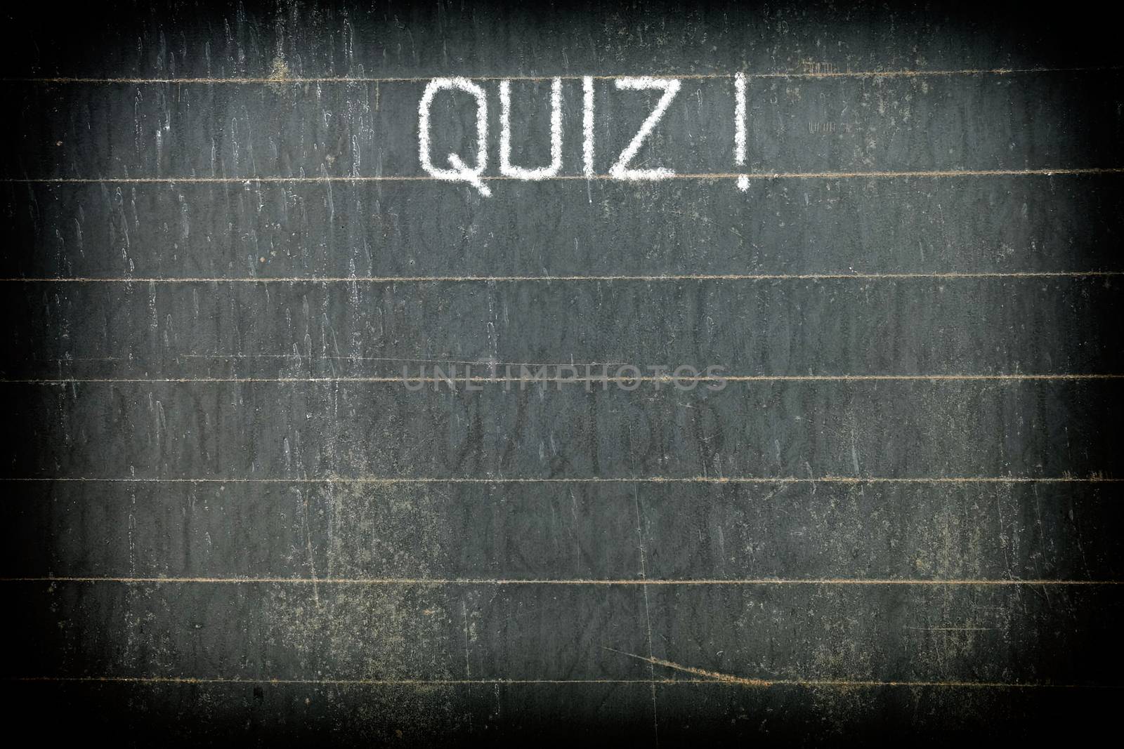 "QUIZ !" Chalk Writing on Old Chalkboard Background. by mesamong
