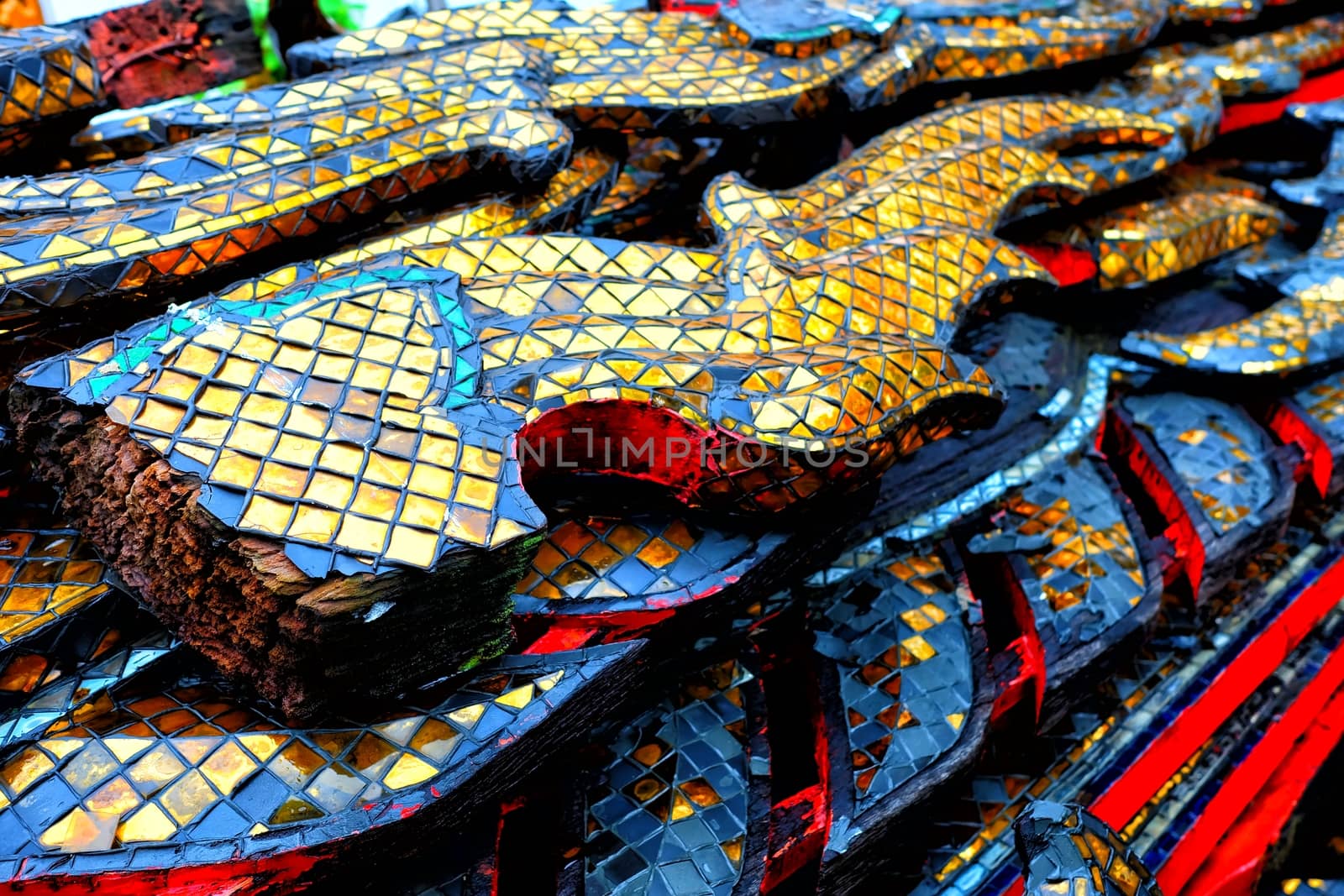 Weathered Roof of Thai Church.