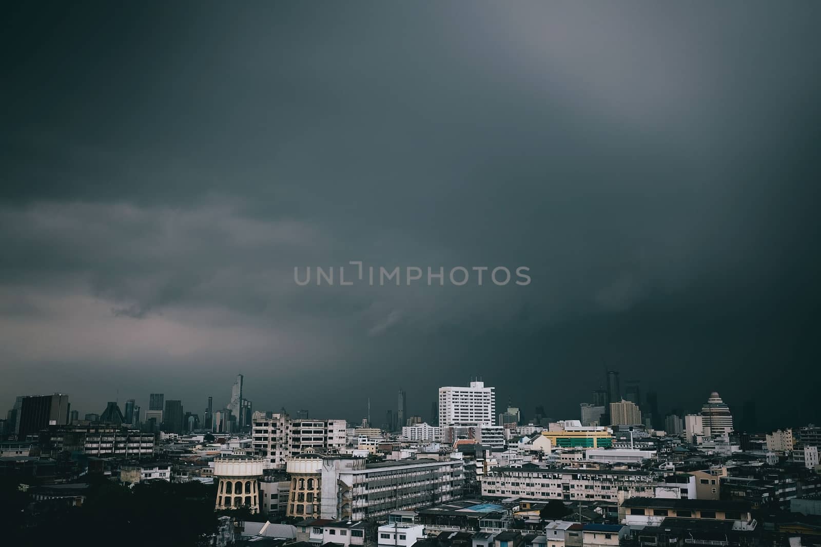 Scenery of Bangkok Cityscape in Cloudy Day, The Capital of Thailand.