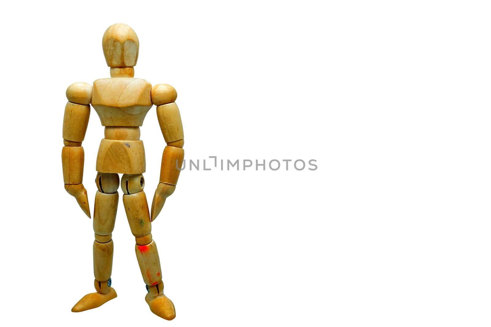 Wood Figure Standing Isolated on White Background, Suitable for Business Presentation. by mesamong