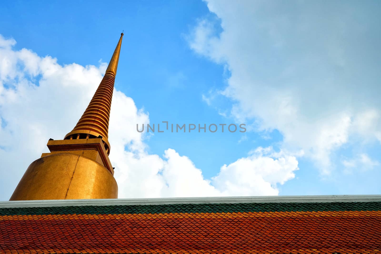 Ancient Golden Pagoda at Wat Sommanat Temple Bangkok, Thailand.