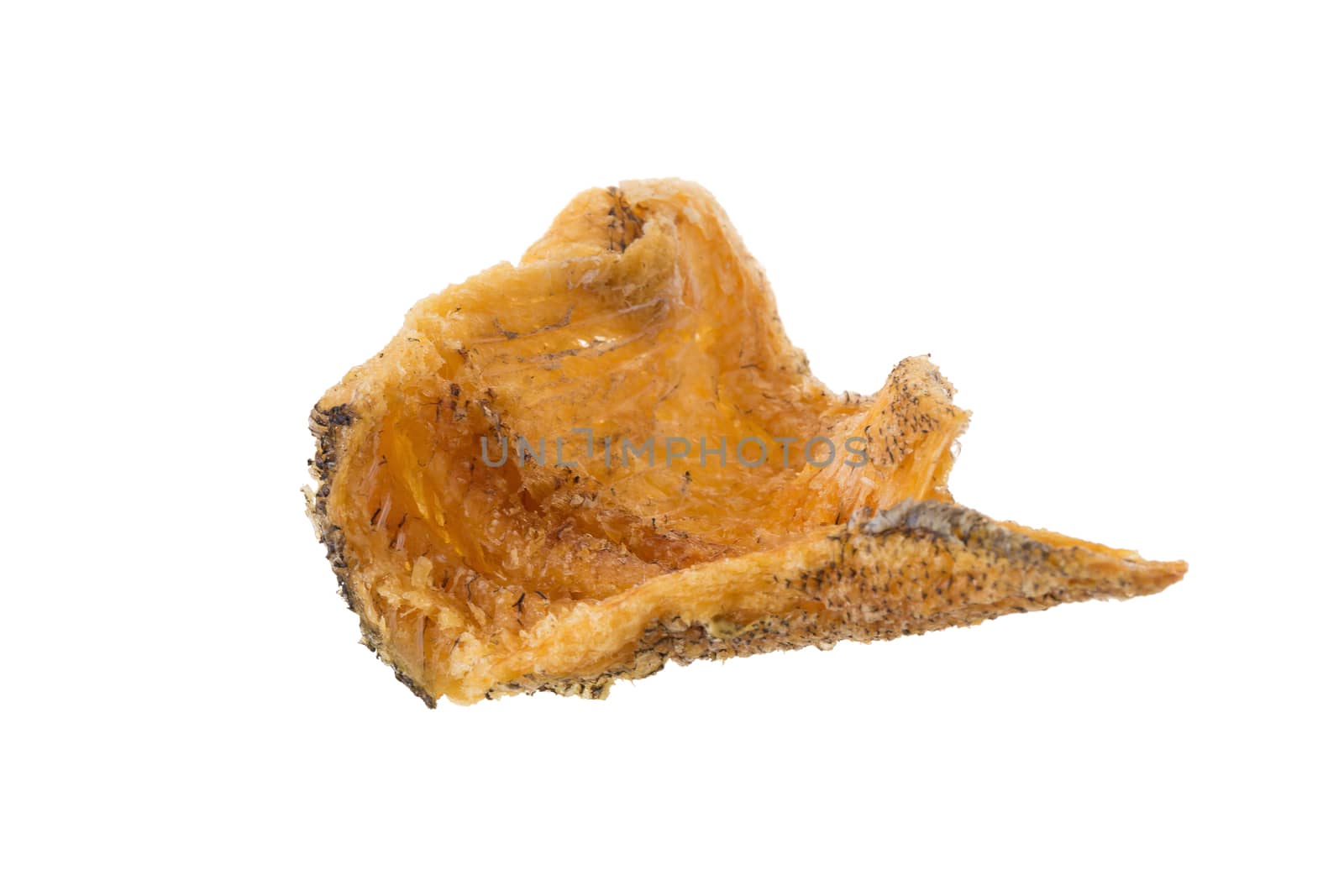 Fried Trichogaster pectoralis cut in slice fry for crispy, fish thai food isolated on white background.