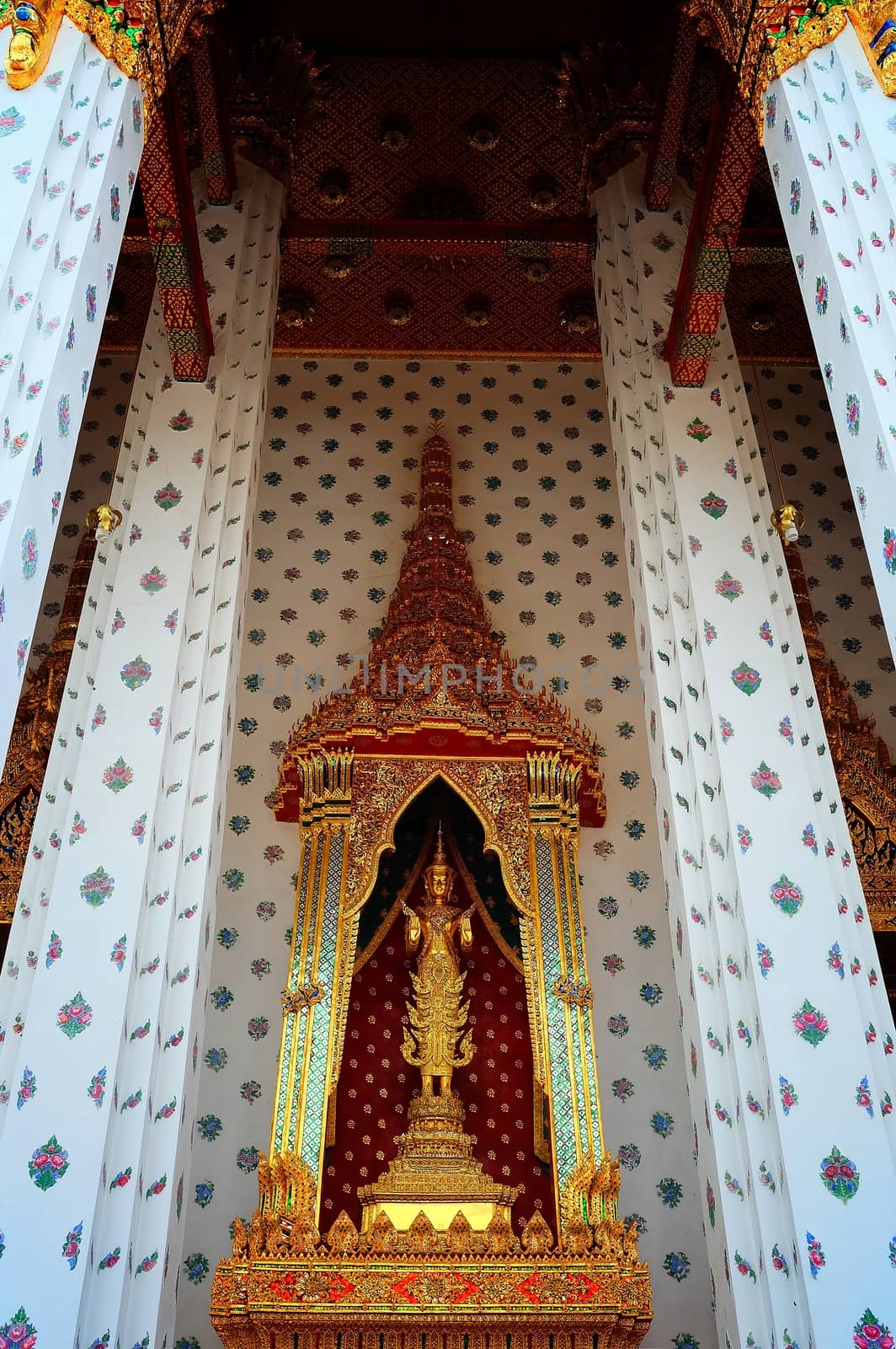 Standing Buddha Image at Wat Arun Temple, Bangkok Thailand.  Wat Saket Temple is the Famous Landmark of Thailand. by mesamong