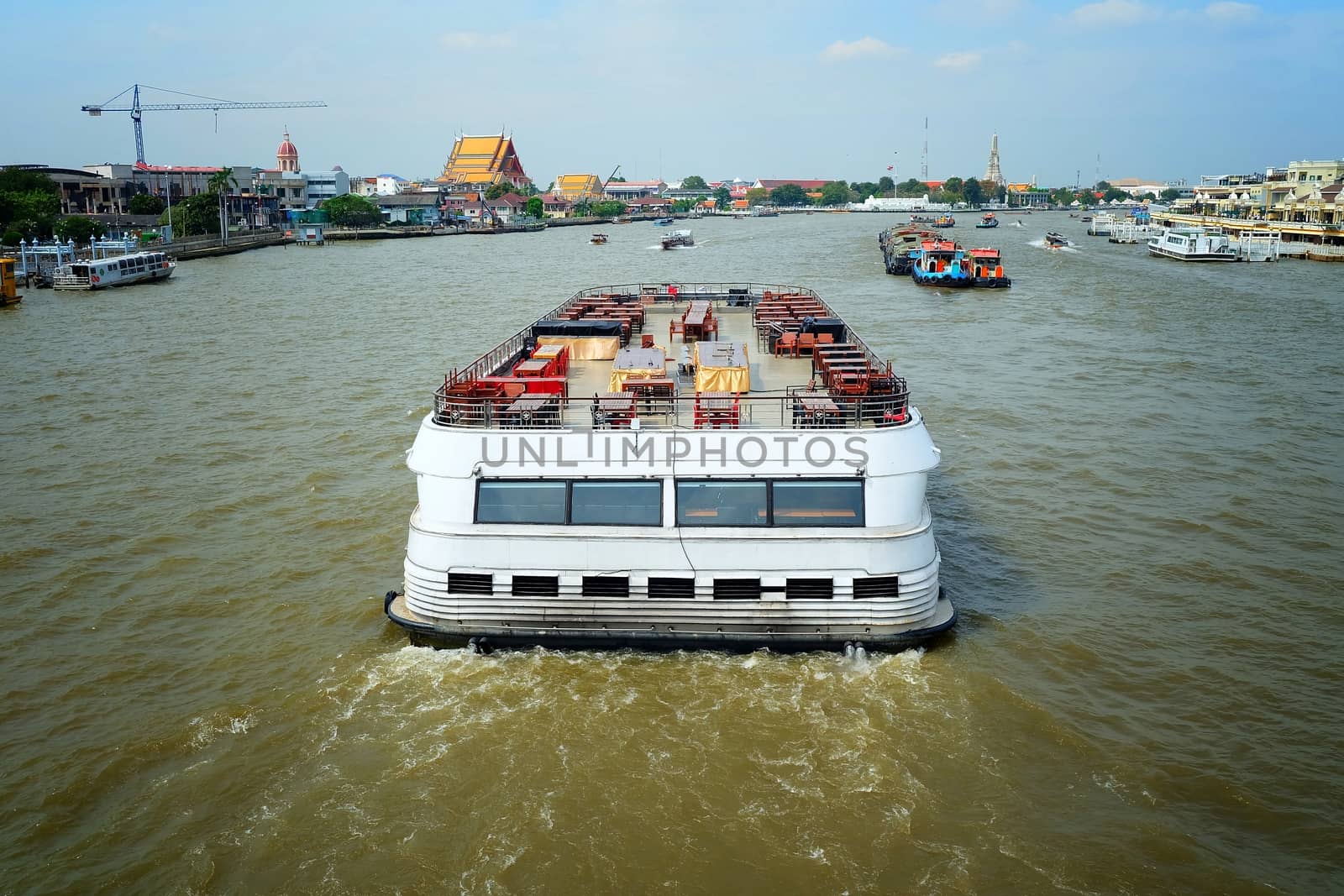 Big Ferry on Chao Phraya River, Chao Phraya River is the major river in Thailand.