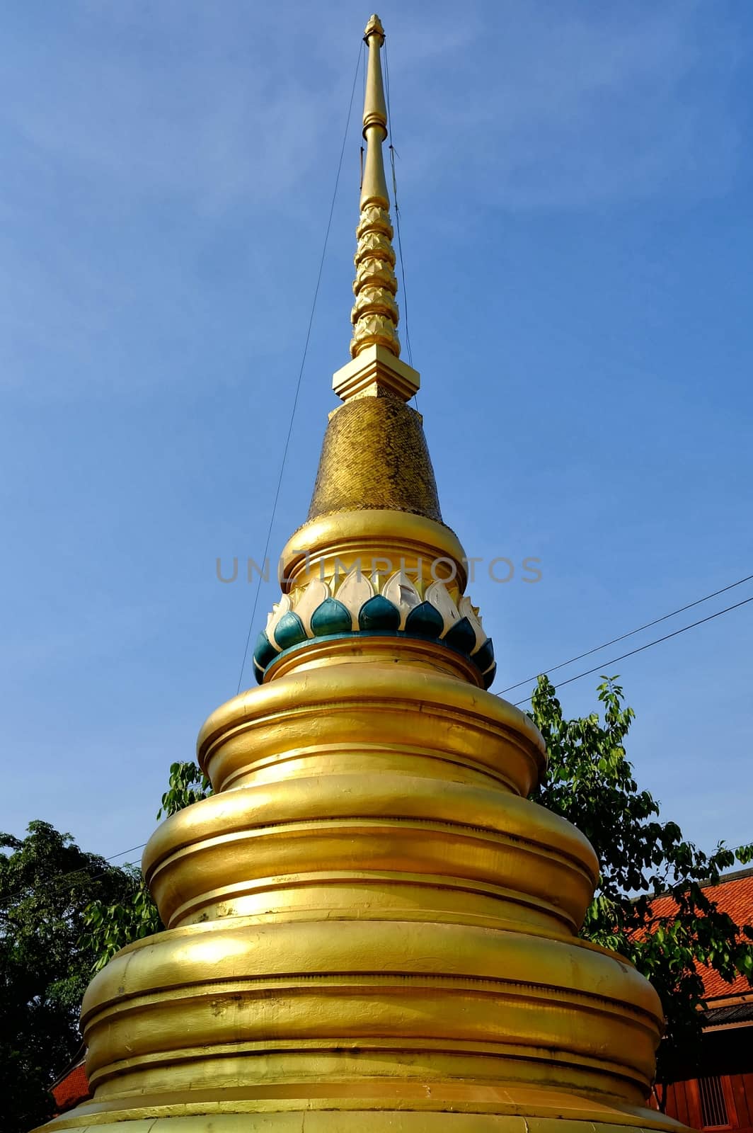 Ancient Golden Buddhist Pagoda. by mesamong
