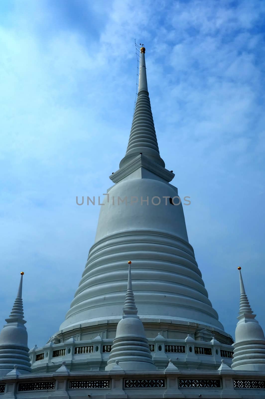 Ancient White Pagoda at Wat Prayun Temple. by mesamong