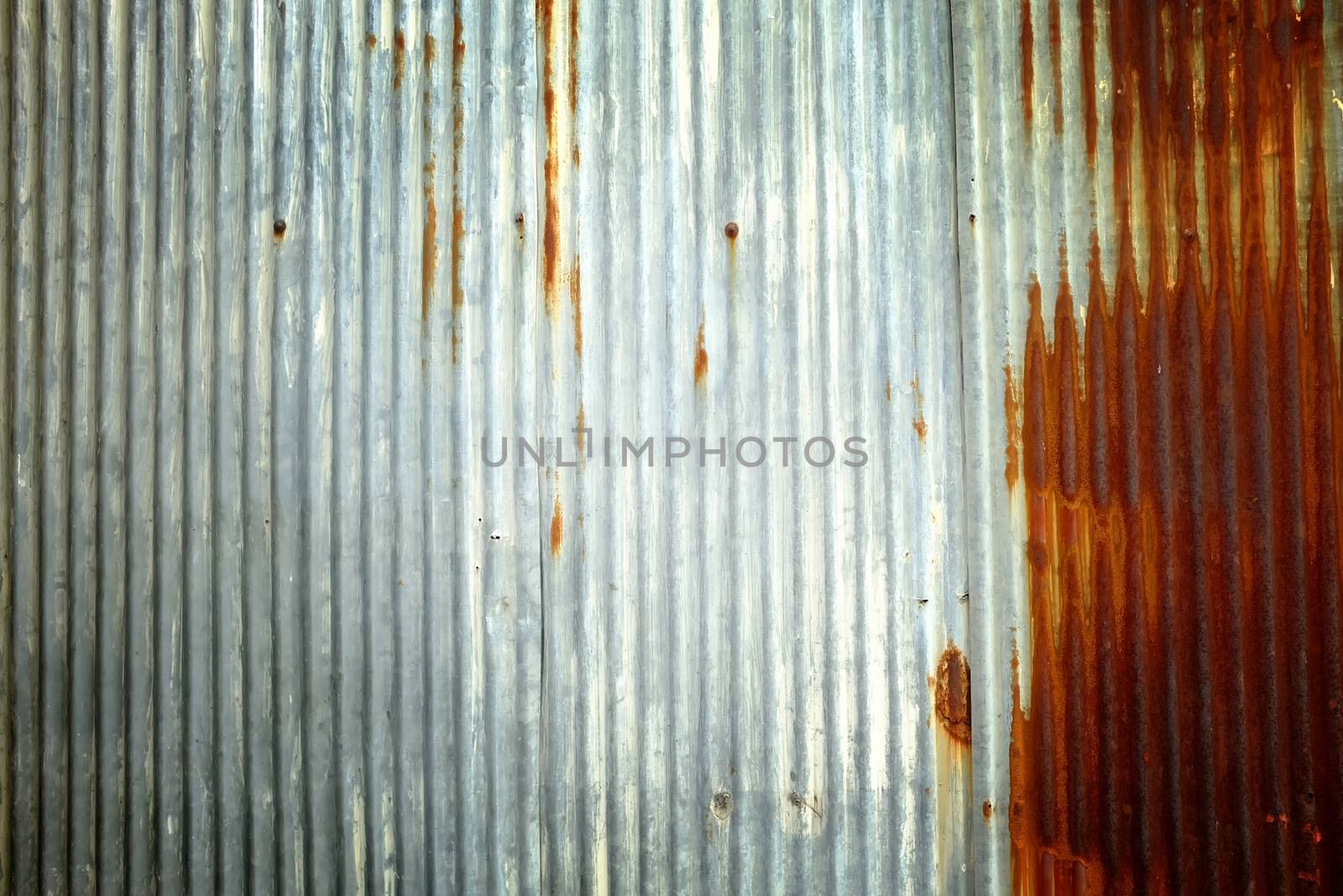 Old Rusty Zinc Wall Texture Background.