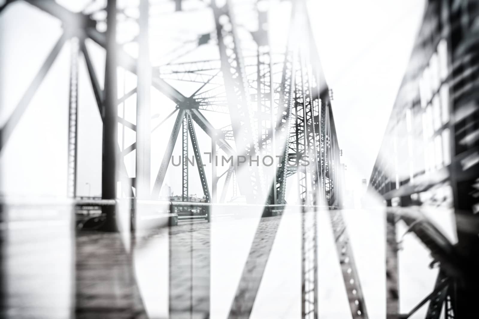 Abstract Metal Bridge Background in Double Exposure Style. by mesamong