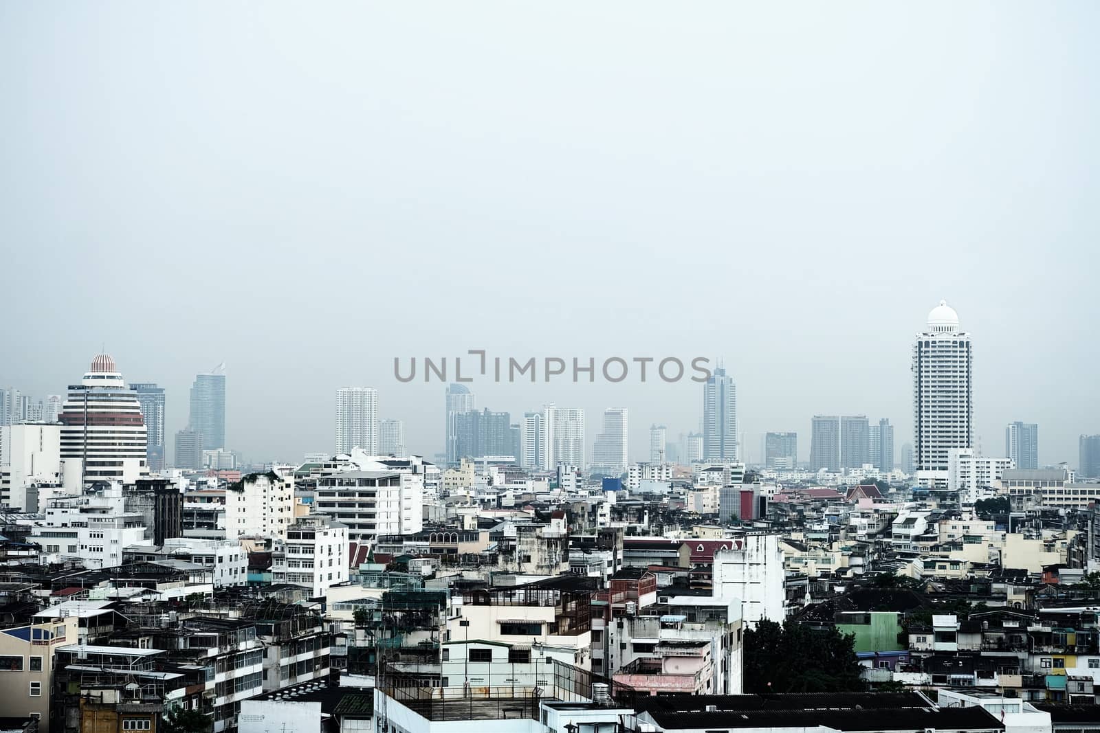 Scenery of Bangkok Cityscape From Golden Mountain Temple, Bangkok is The Capital of Thailand. by mesamong