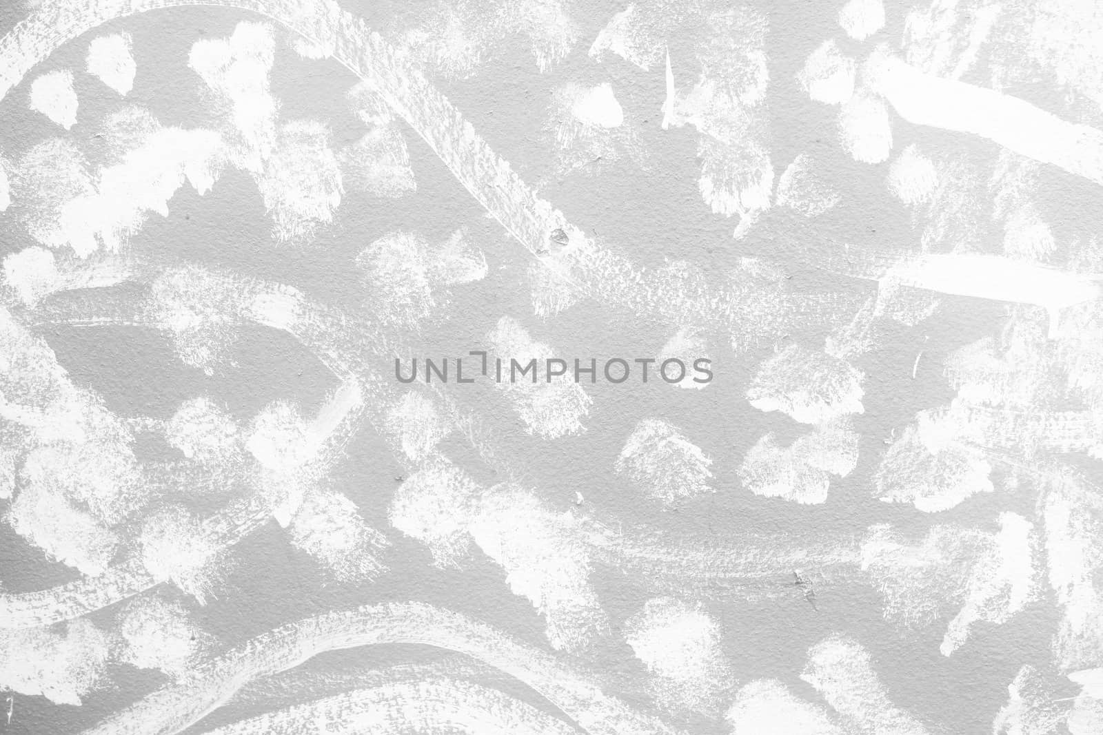 Unfinished White Painting on Grunge Concrete Wall Texture Background. by mesamong