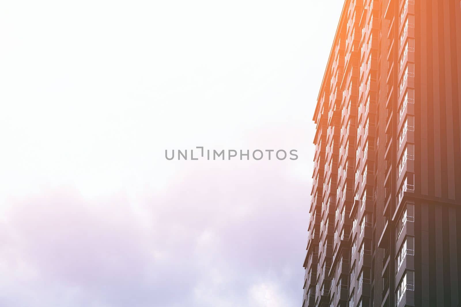 Close-up New Modern Condominium with Light Leak and Space for Text.