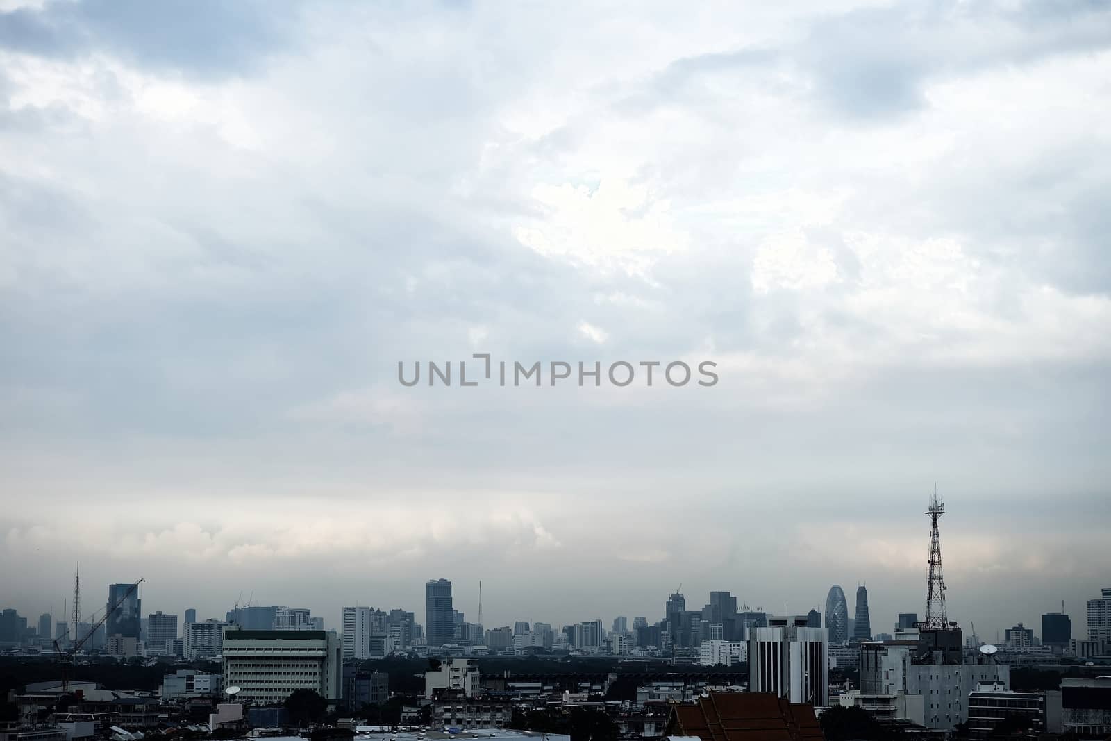 Scenery of Bangkok Cityscape From Golden Mountain Temple, Bangkok is The Capital of Thailand. by mesamong