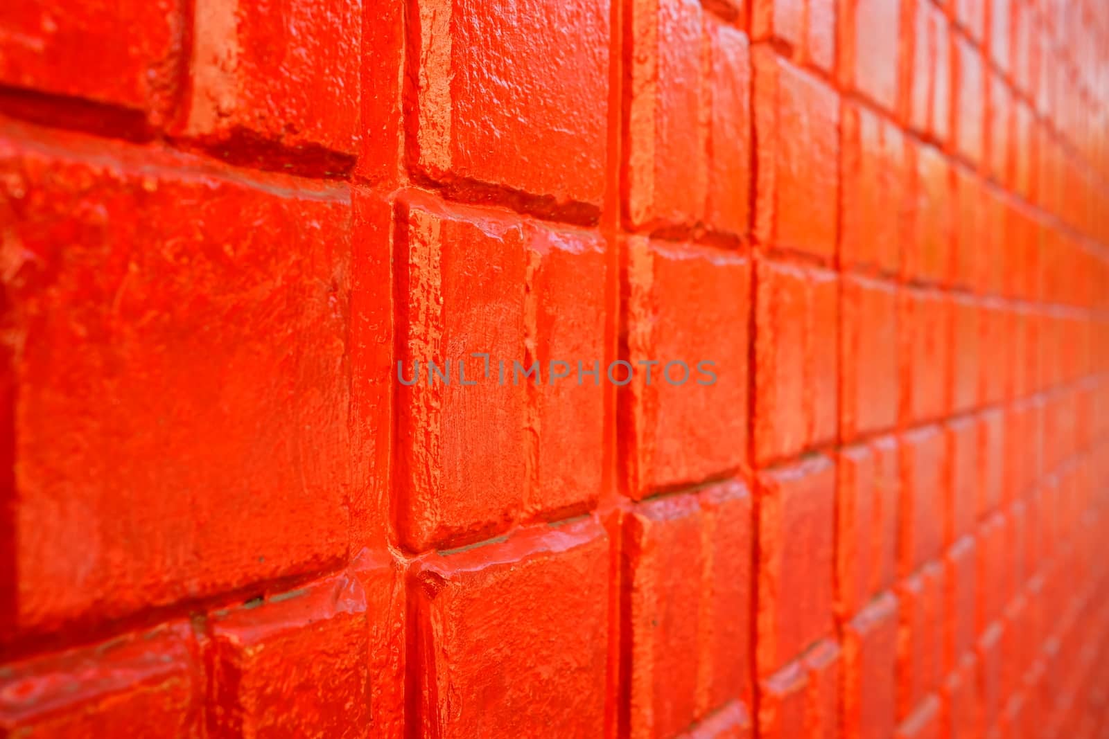 Close-up Red Brick Wall. (Selective Focus)