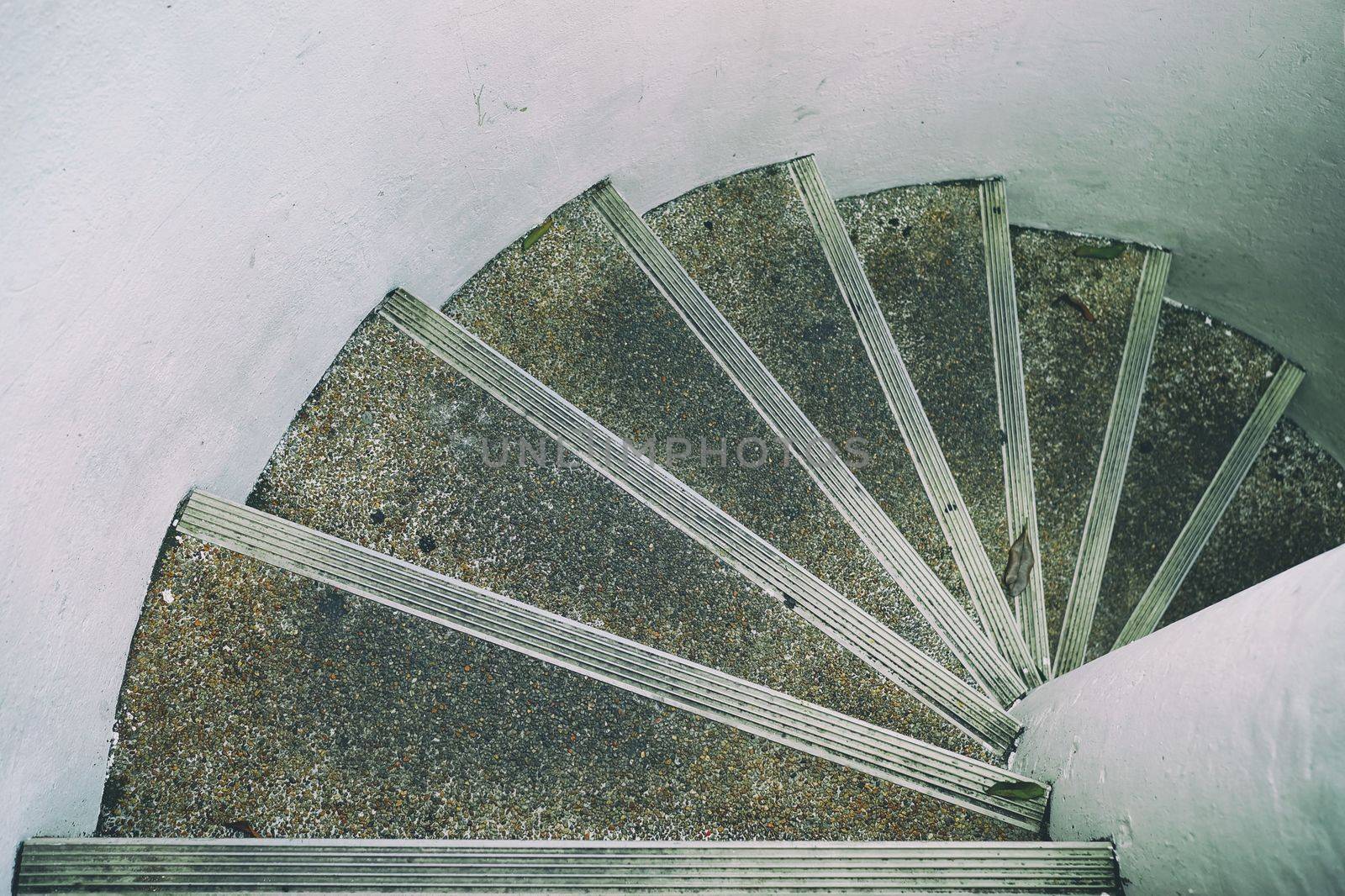 Top View of Circular Concrete Staircase.