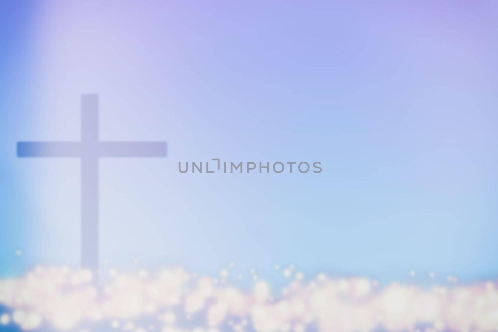 Blurred of Christ Cross with Bokehs and Light Leak, Suitable for Religion Concept. by mesamong
