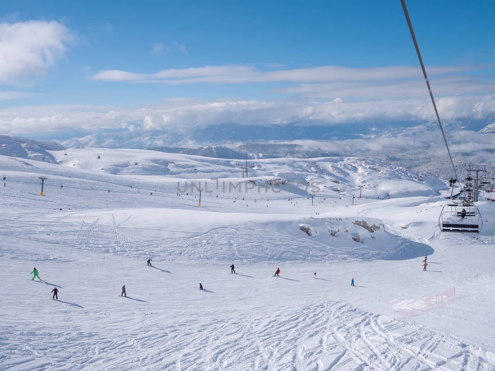 Ski lift on the slope of a Parnassos ski resort