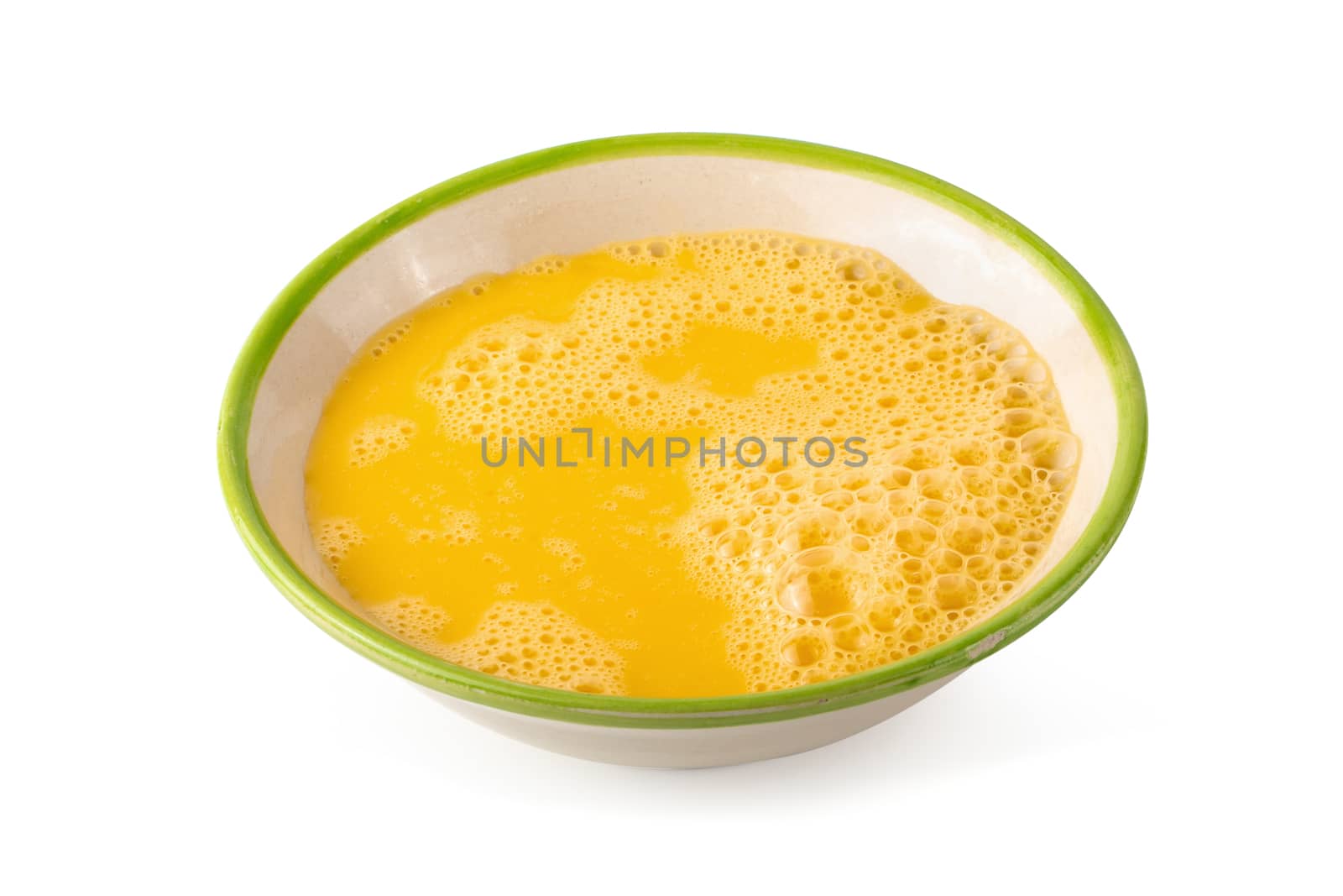 Preparation of eggs for making omelettes isolated on a white background