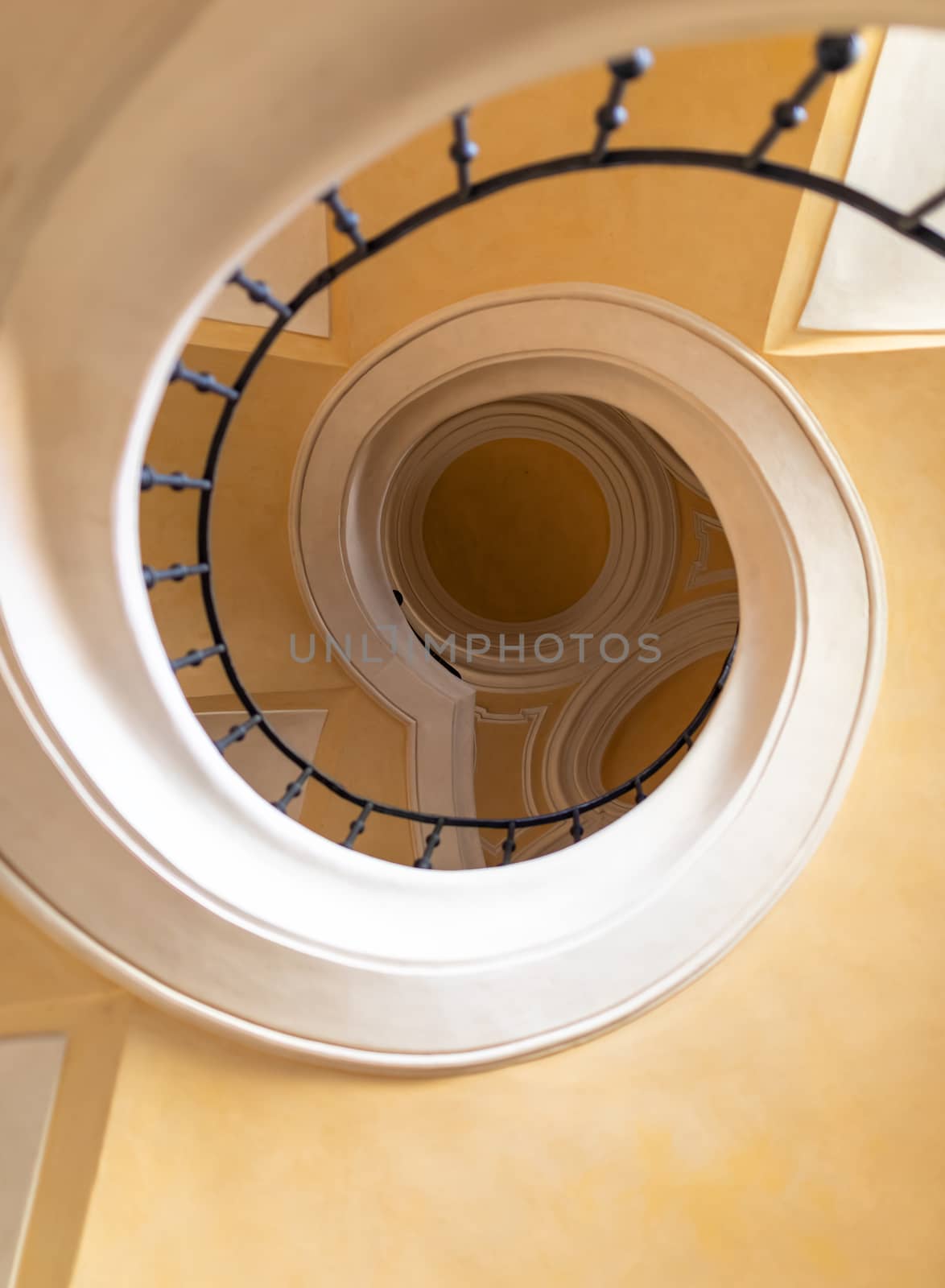 Spiral stairs like snail in Cathedral of the Assumption of Our Lady at Sedlec in Kutna Hora, Czech Republic