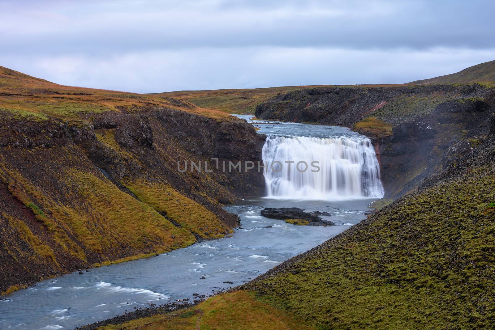 Thorufoss waterfall located on the Laxa i Kjos river near Reykjavik in Iceland by nickfox