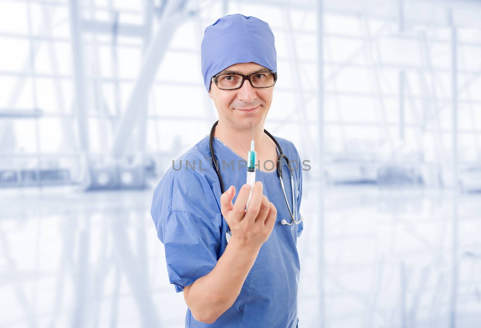 doctor with a syringe at the hospital