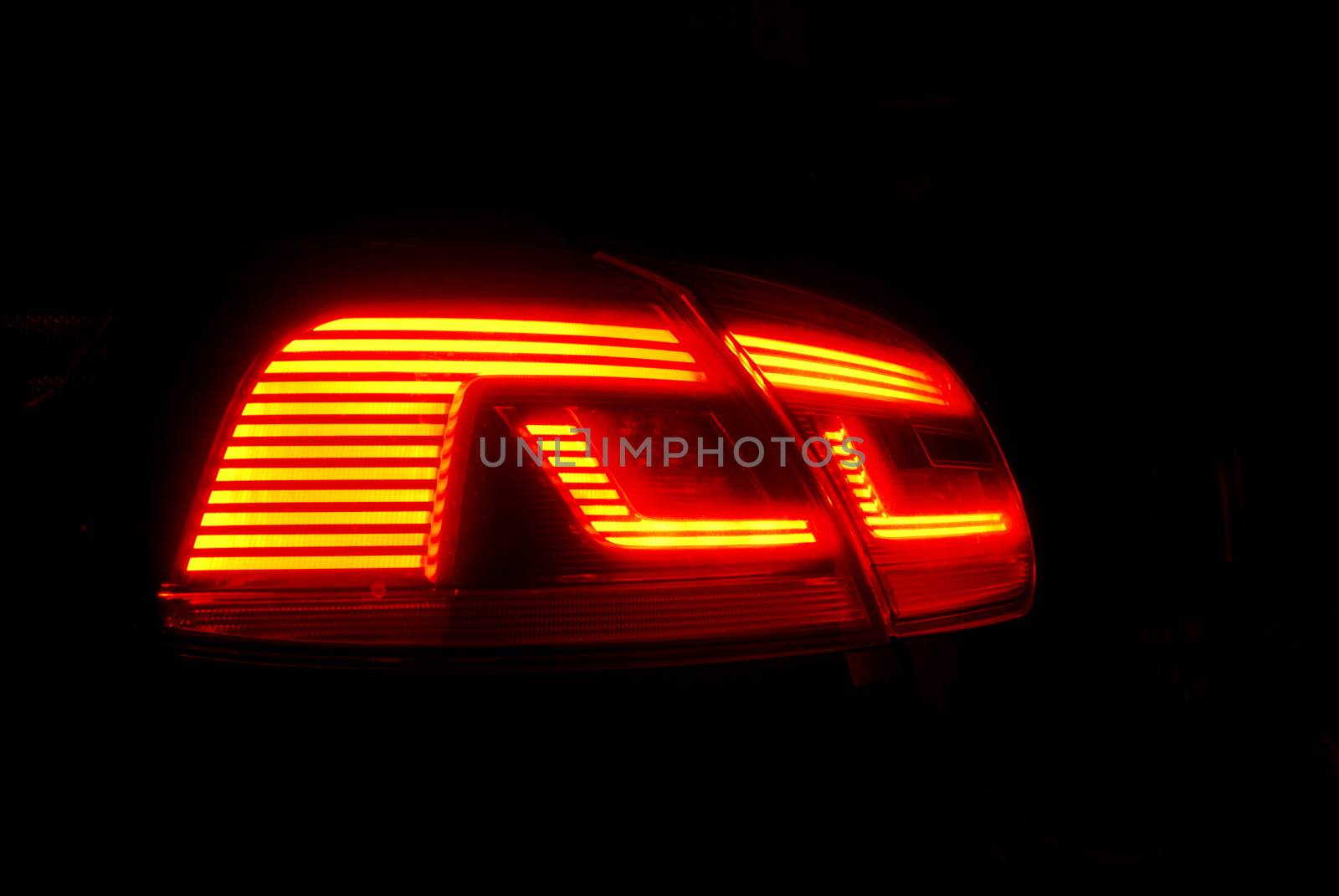 a rear light on a modern passenger car