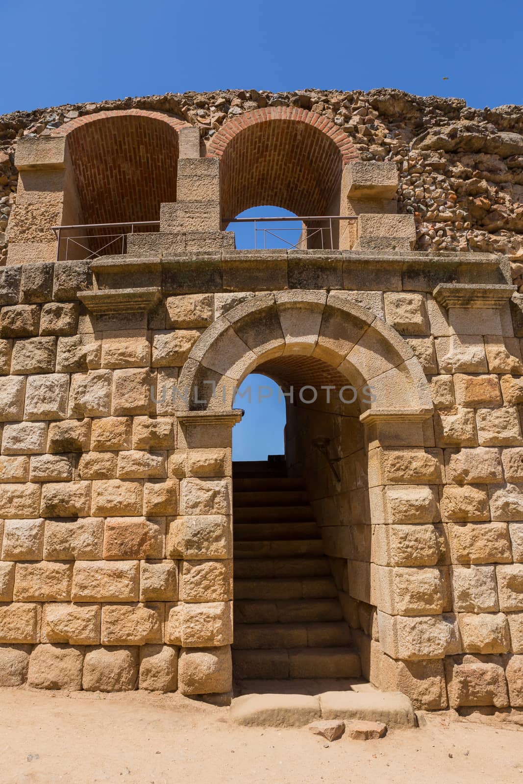 Roman Amphitheater, at the huge archaeological site of Merida. Founded by ancient Rome in western Spain