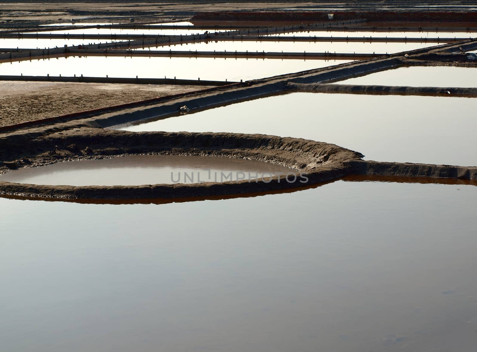 Round and rectangular salt paddies in southern Taiwan for sea salt production
