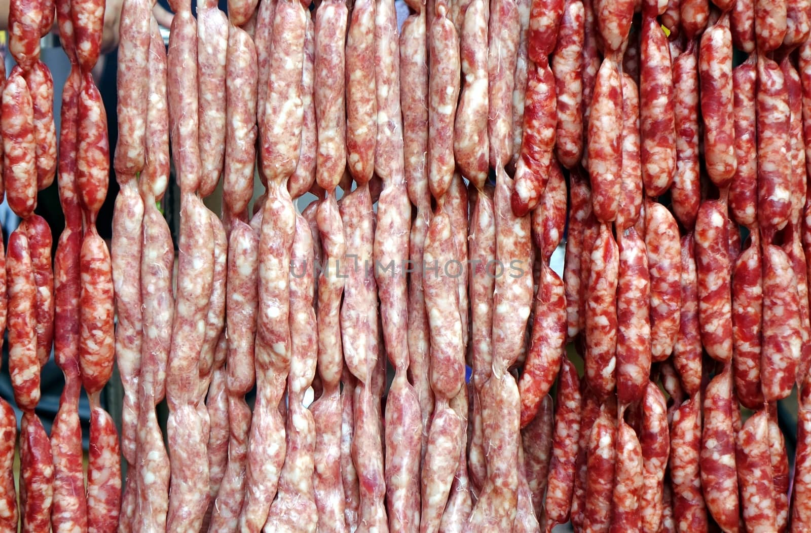 Handmade sausages at a local outdoor butcher