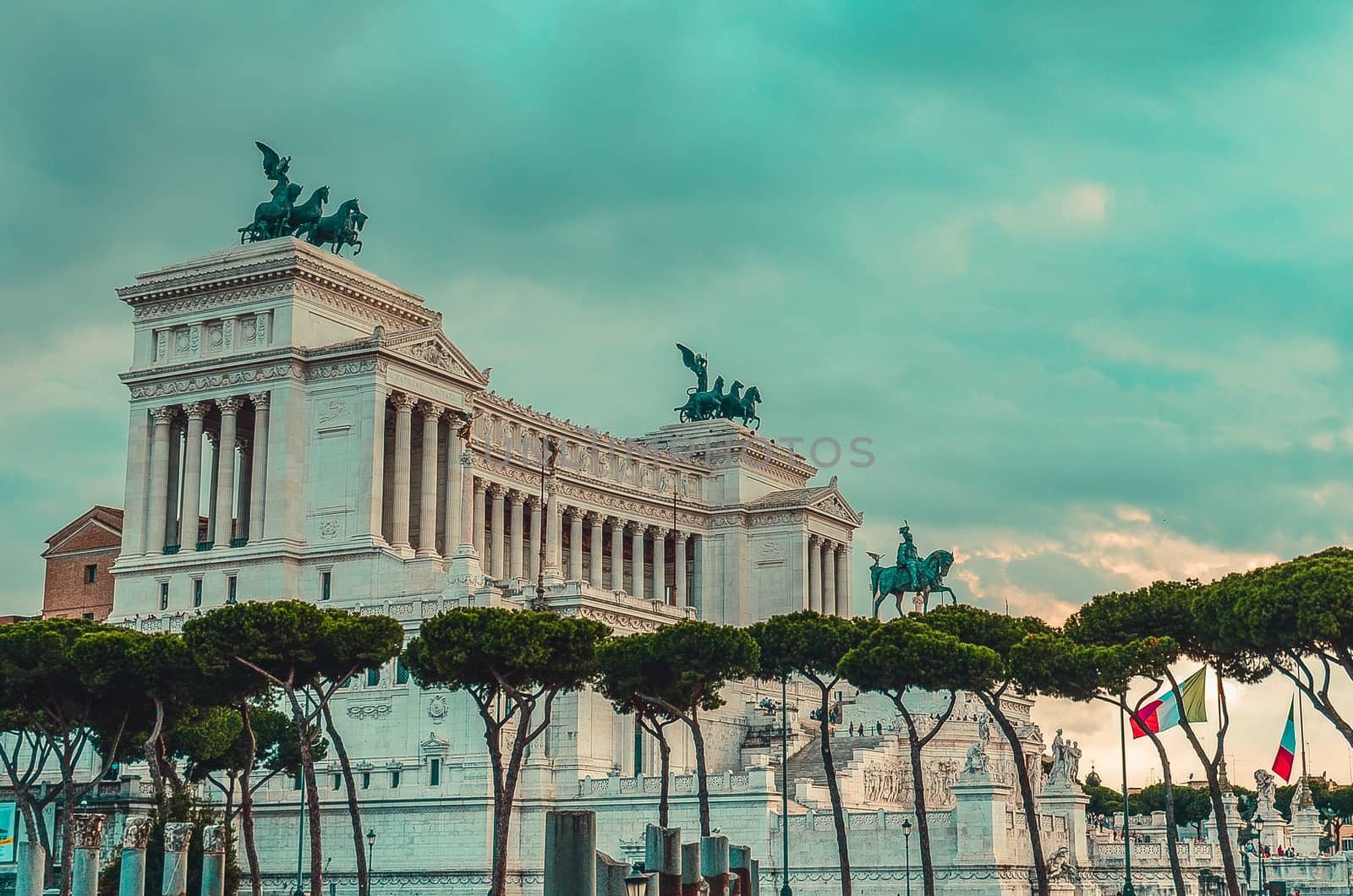 The Altare della Patria, also known as the Vittorio Emanuele II Monument on Piazza Venezia in Rome, Italy