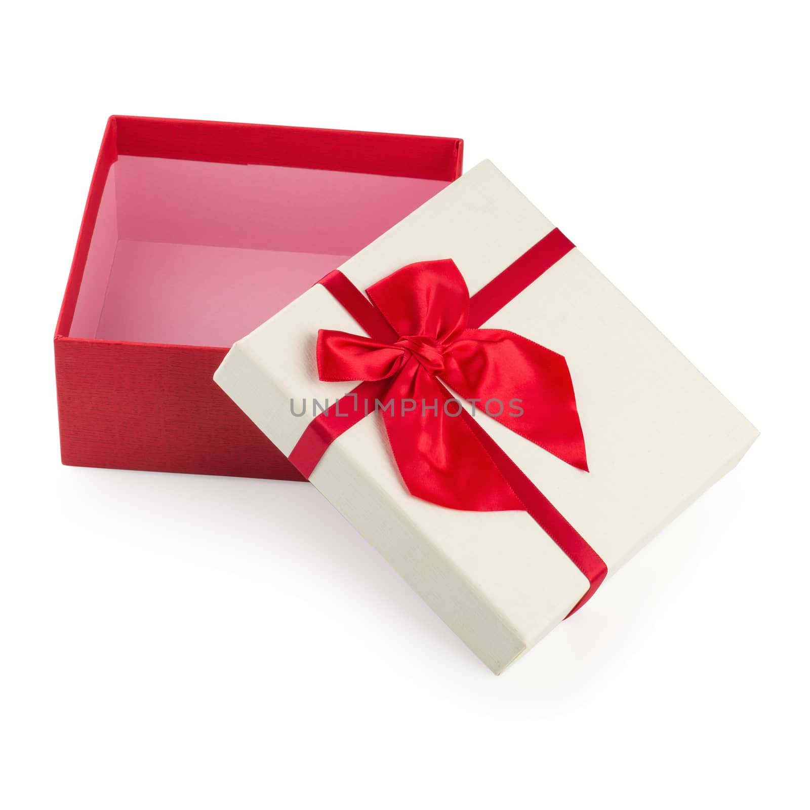 Gift boxes with ribbon bow isolated on a white background.