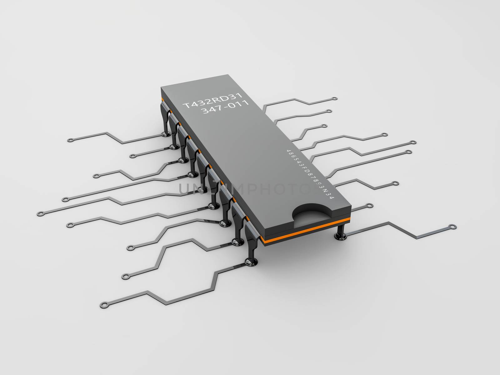 3d Illustration of computer microchip isolated white background by tussik
