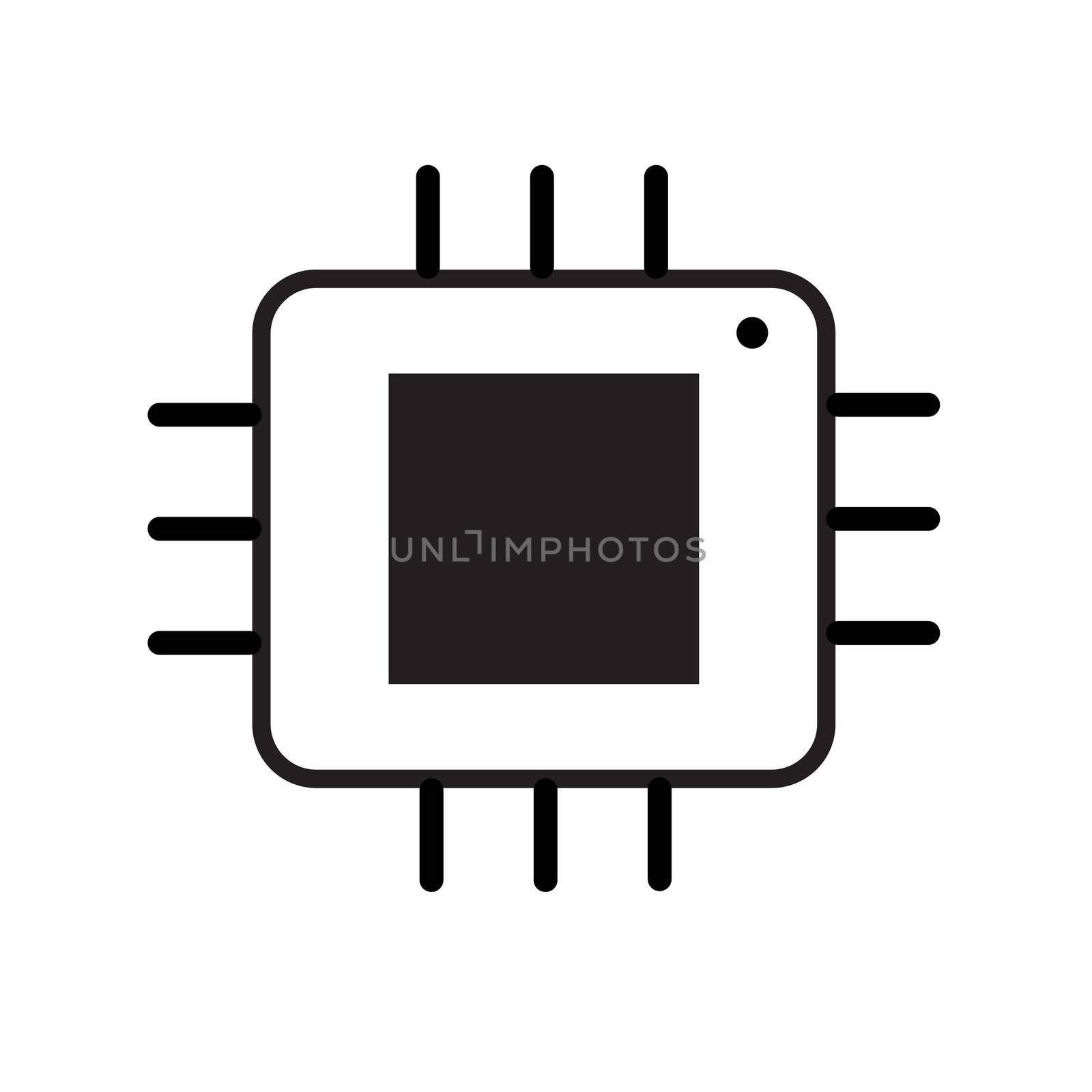 Computer microprocessor icon on white background. Computer micro by suthee