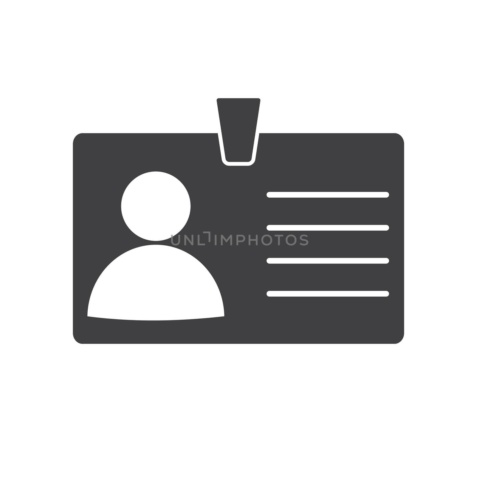 Identification card icon on white background, Identification card symbol.