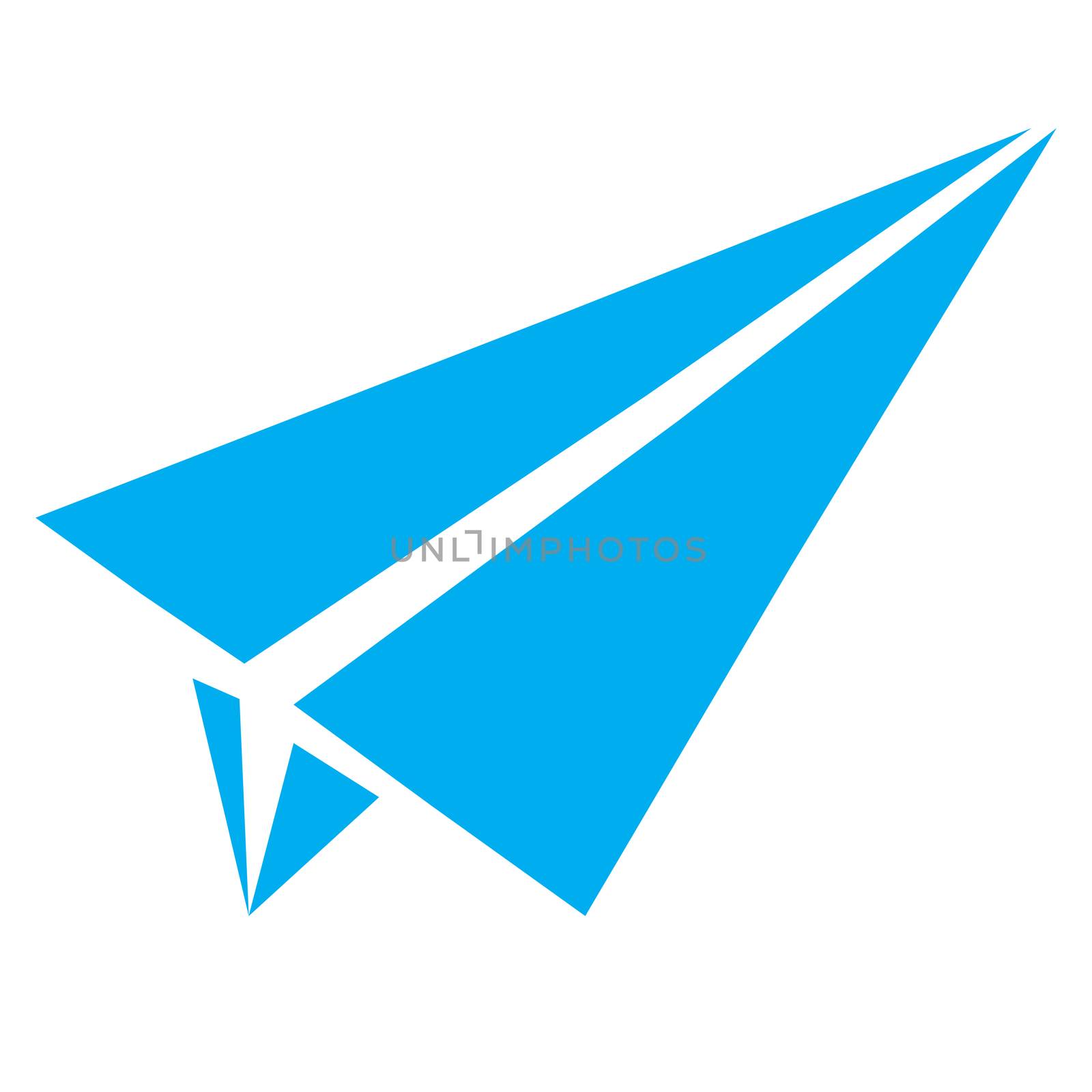 blue paper airplane icon on white background. flat style. paper  by suthee