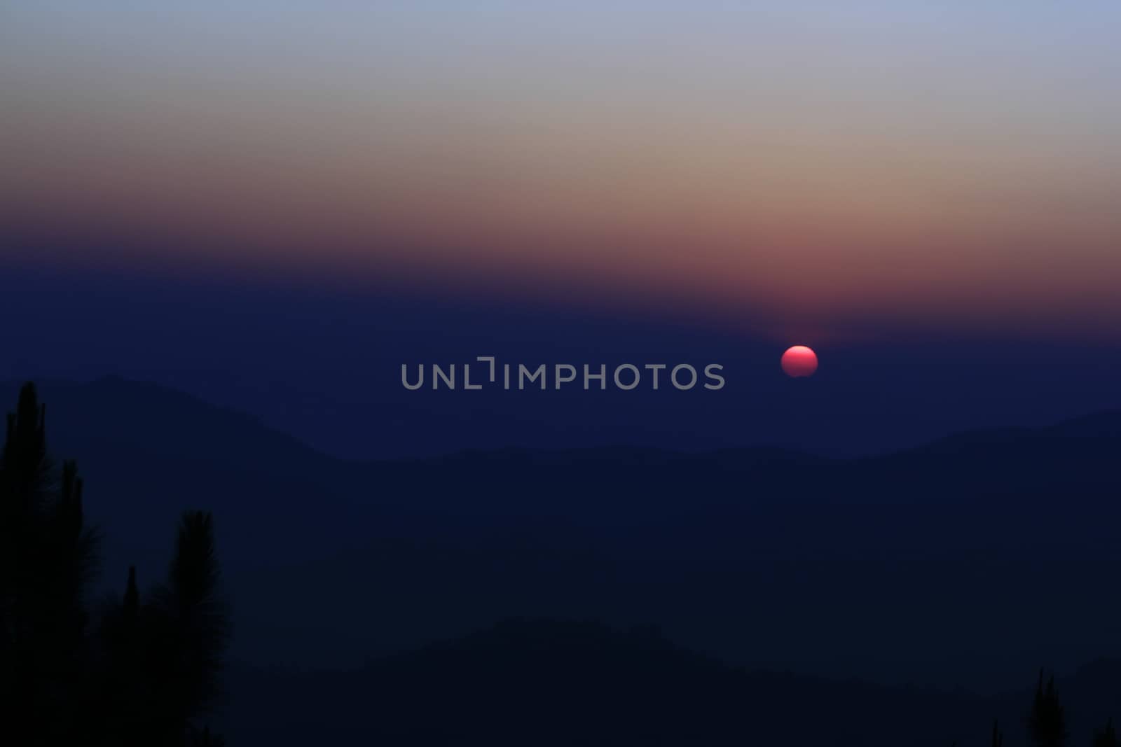 Sunrise over mountain morning peaks