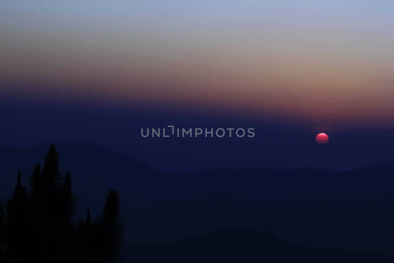 Sunrise over mountain morning peaks