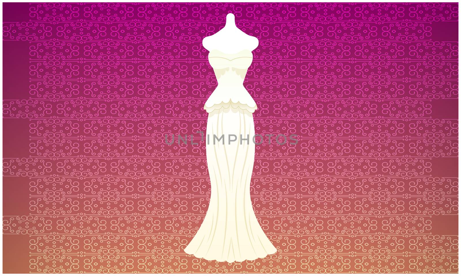 mock up illustration of wedding dress on abstract background