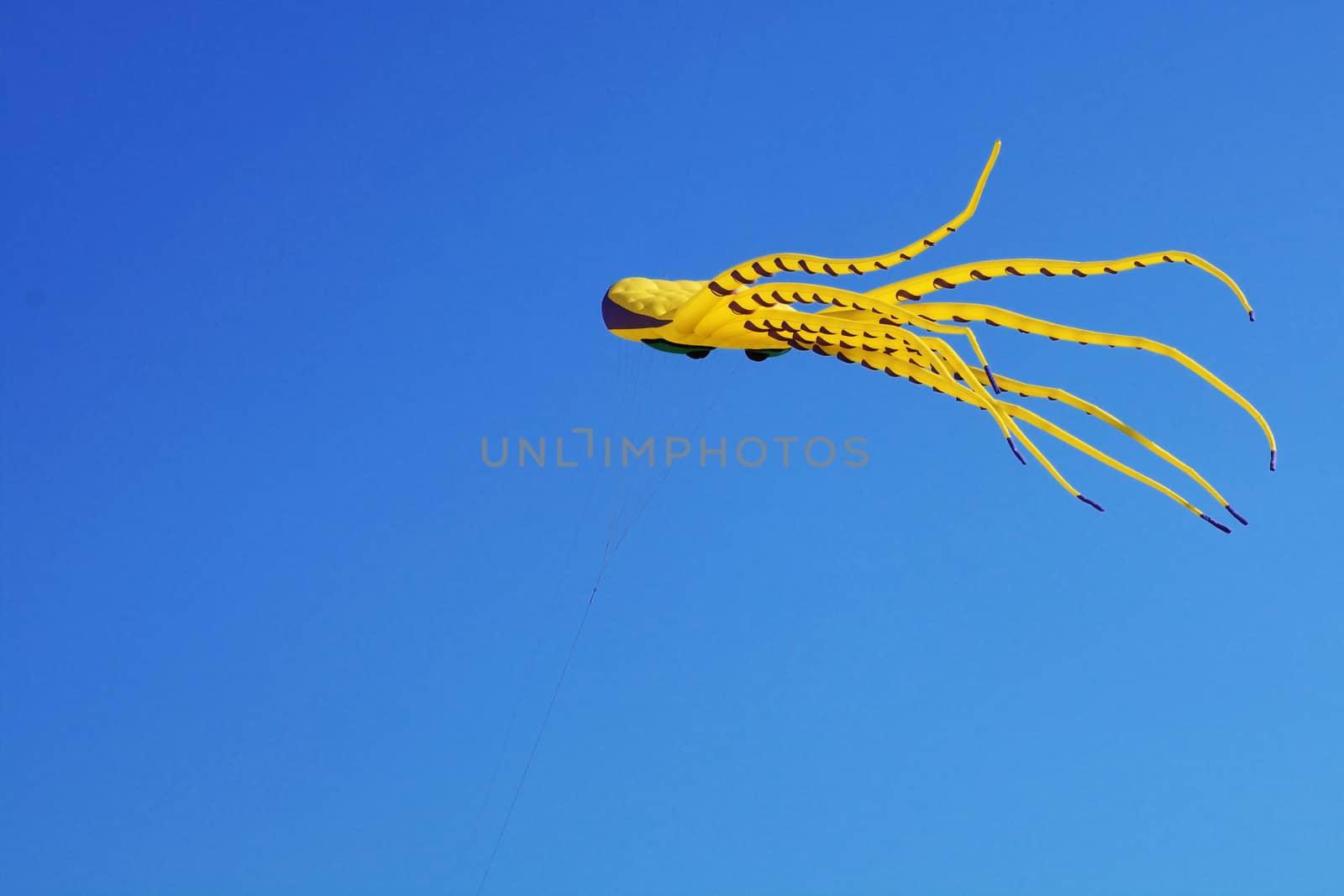 Yellow kite on a blue sky